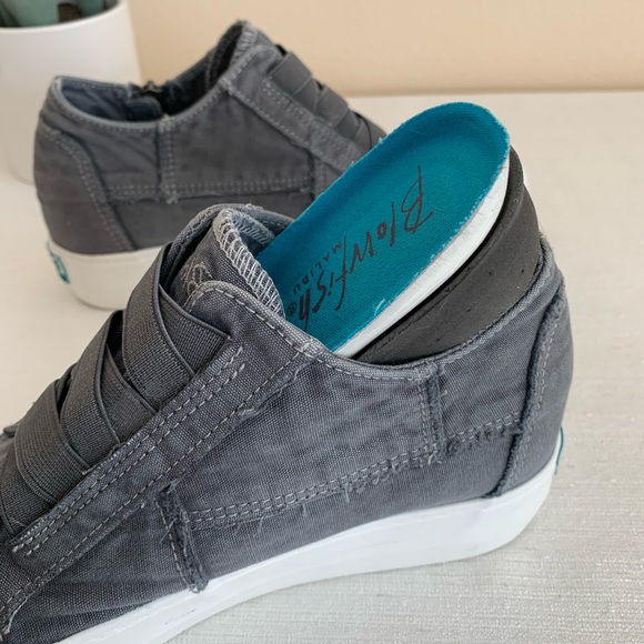 Blowfish Malibu Mamba Gray Washed Canvas Platform Sneakers Woman’s 8.5 - Picture 12 of 14